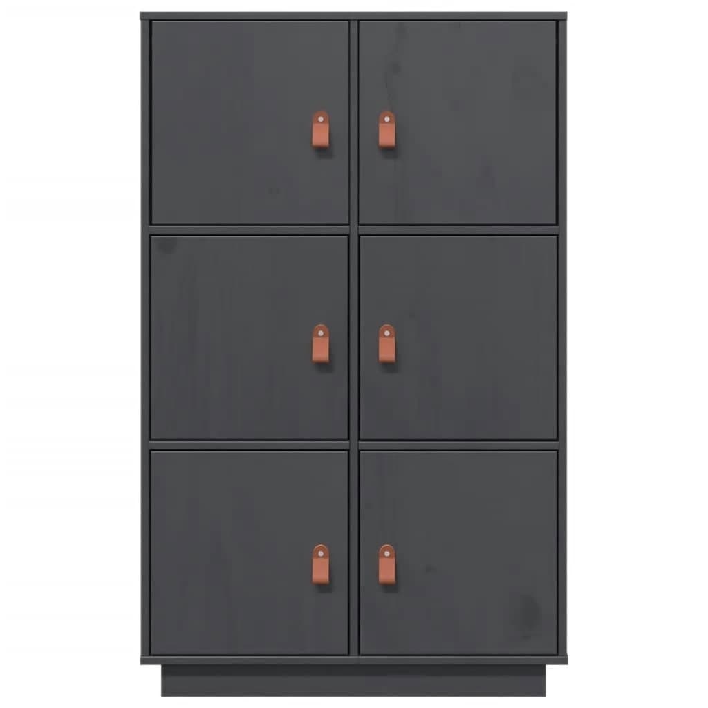 Highboard Grau 67x40x108,5 cm Massivholz Kiefer